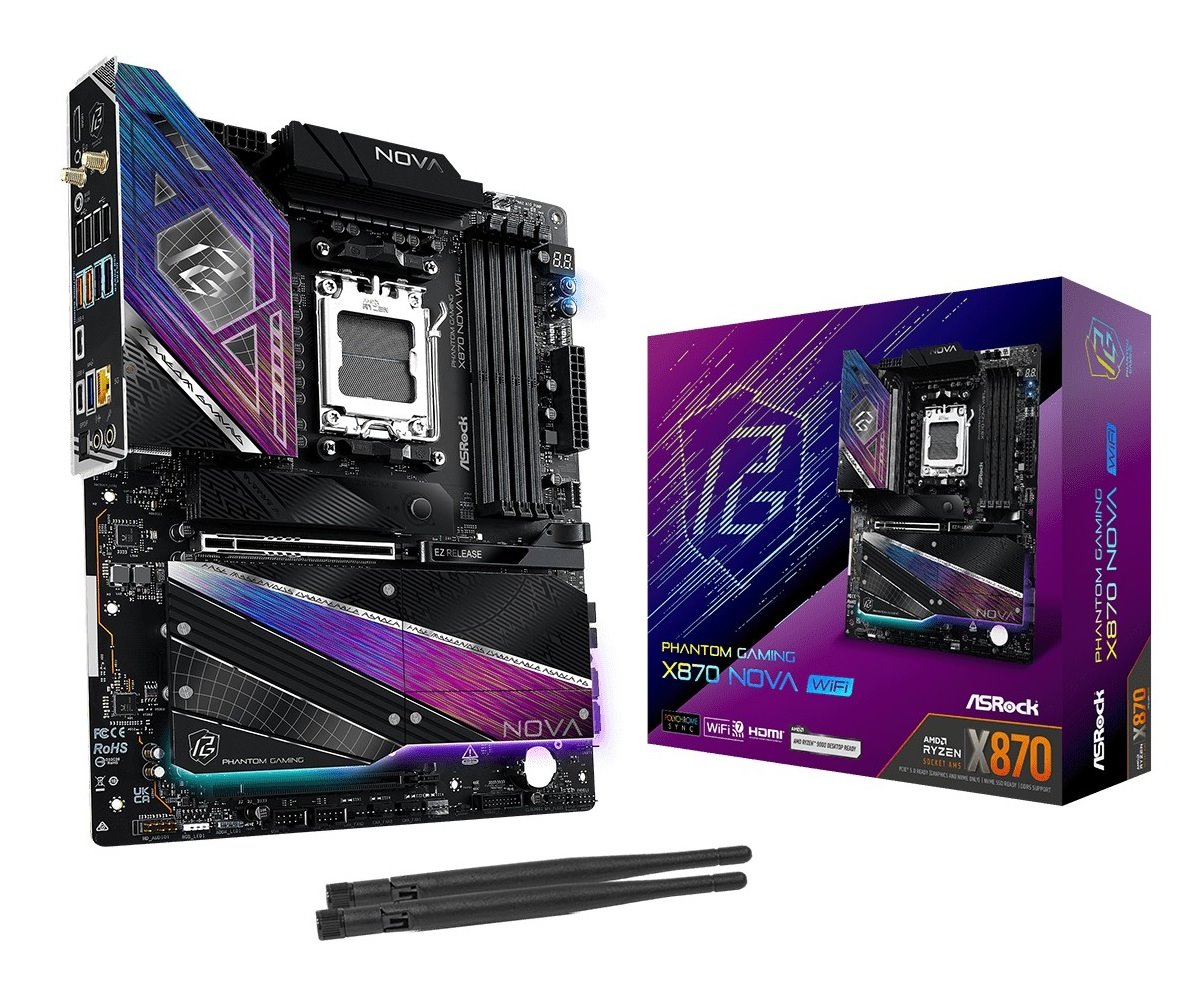 MB Asrock Phantom Gaming X870 Nova WIFI /AM5/4xDDR5/M.2/W7+BT5.4/HDMI/USB4/ATX