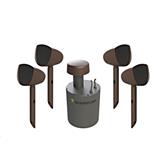 OA - Hi-Fi Landscape System 4x 4" 2-Way Satellite, Mounting Spikes, and 1x 10" Dual Voice Coil In-Ground Subwoofer.