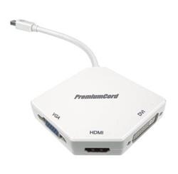 PremiumCord adaptér Mini DisplayPort - HDMI + DVI + VGA 1080p (4K over HDMI)