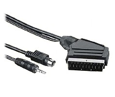 PremiumCord Kabel S-video + 3,5mm stereojack na SCART 5m + kondenzátor