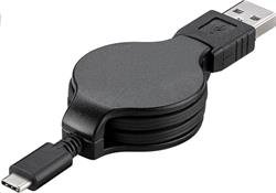 PremiumCord Kabel USB 3.1 C/M - USB 2.0 A/M, charging a sync navíjecí kabel 1m