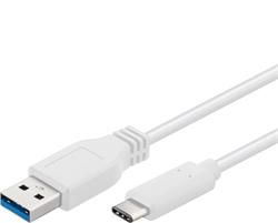 PremiumCord Kabel USB 3.2 konektor C/male - USB 3.0 A/male, bílý, 3m