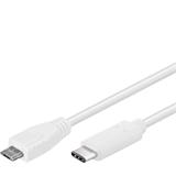 PremiumCord Kabel USB konektor C/male - USB 2.0 Micro-B/male, bílý, 1m