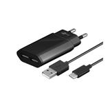 PremiumCord Napájecí a nabíjecí adaptér 230V na USB 5V/1A + USB-C kabel 1m, černý