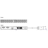 Raritan Outlet Metered/Switched PDU 1U, 10x C13 2x C19; vstup: 1F/32A kabel 3m vidlice IEC 60309
