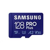 Samsung paměťová karta 128GB PRO Plus micro SDHC V3 TLC U3 (čtení/zápis: 160/120MB/s) + micro SD adaptér
