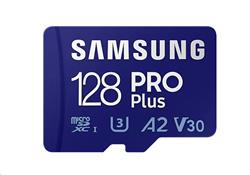 Samsung paměťová karta 128GB PRO Plus micro SDHC V3 TLC U3 (čtení/zápis: 160/120MB/s) + SD adaptér