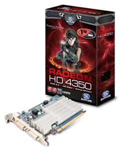 Sapphire HD4350 1GB D2 600/400MHz HDMI+DVI+VGA SnglSlot-fan