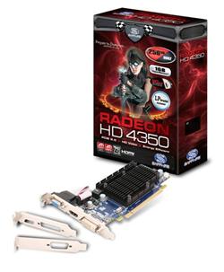 Sapphire HD4350 256MB (1GB HM) D2 600/300MHz HDMI+DVI+VGA Heatsink
