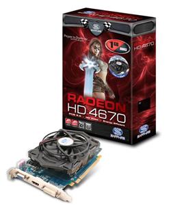 Sapphire HD4670 1GB D3 750/800MHz HDMI+DVI+VGA DualSlot-fan