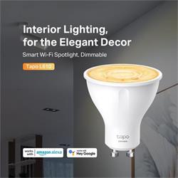 Smart Wi-Fi Spotlight, Dimmable SPEC: 2.4 GHz, IEEE 802.11b/g/n, GU10 Base, 220–240 V, 50/60 Hz, 350 lm, 2.9 W, 2,700 K
