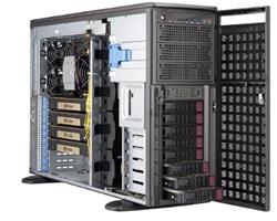 SUPERMICRO Tower/4U Workstation 1x LGA4189, iC6211, 16x DDR4, 8x HS (3,5"), 2x2200W (titanium), 1Gb+10GbE, IPMI
