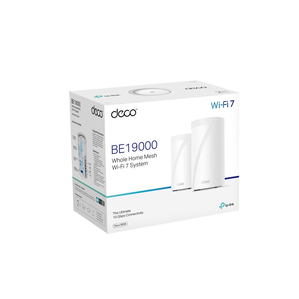 TP-link Deco BE85 Tri-Band Wi-Fi 7 Mesh System BE19000, 8 int., 1x10G, 2x2.5G, 1xSFP+/RJ45 Combo, 1×USB-A 3.0, 2ks