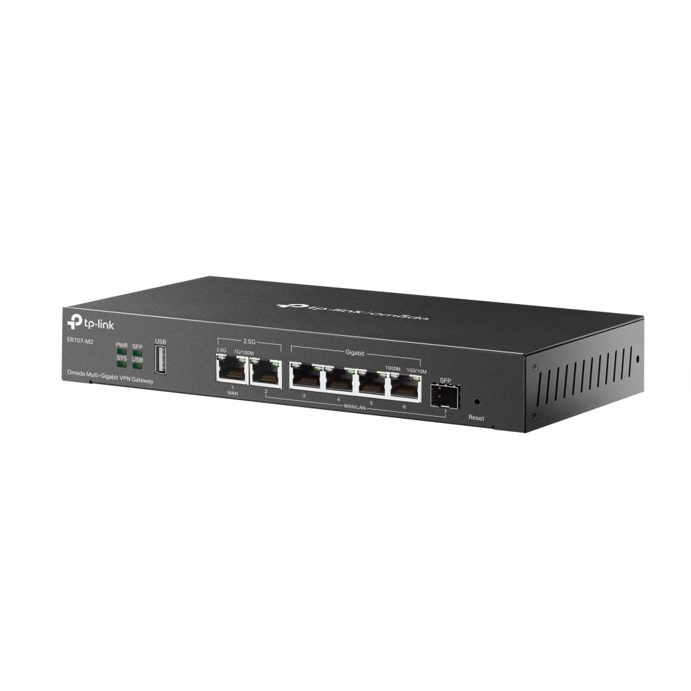 TP-link ER707-M2 Omada Multi-Gigabit VPN Router 2.5G WAN, 2.5G WAN/LAN, 1SFP WAN/LAN, 4G WAN/LAN, 1x USB 2.0
