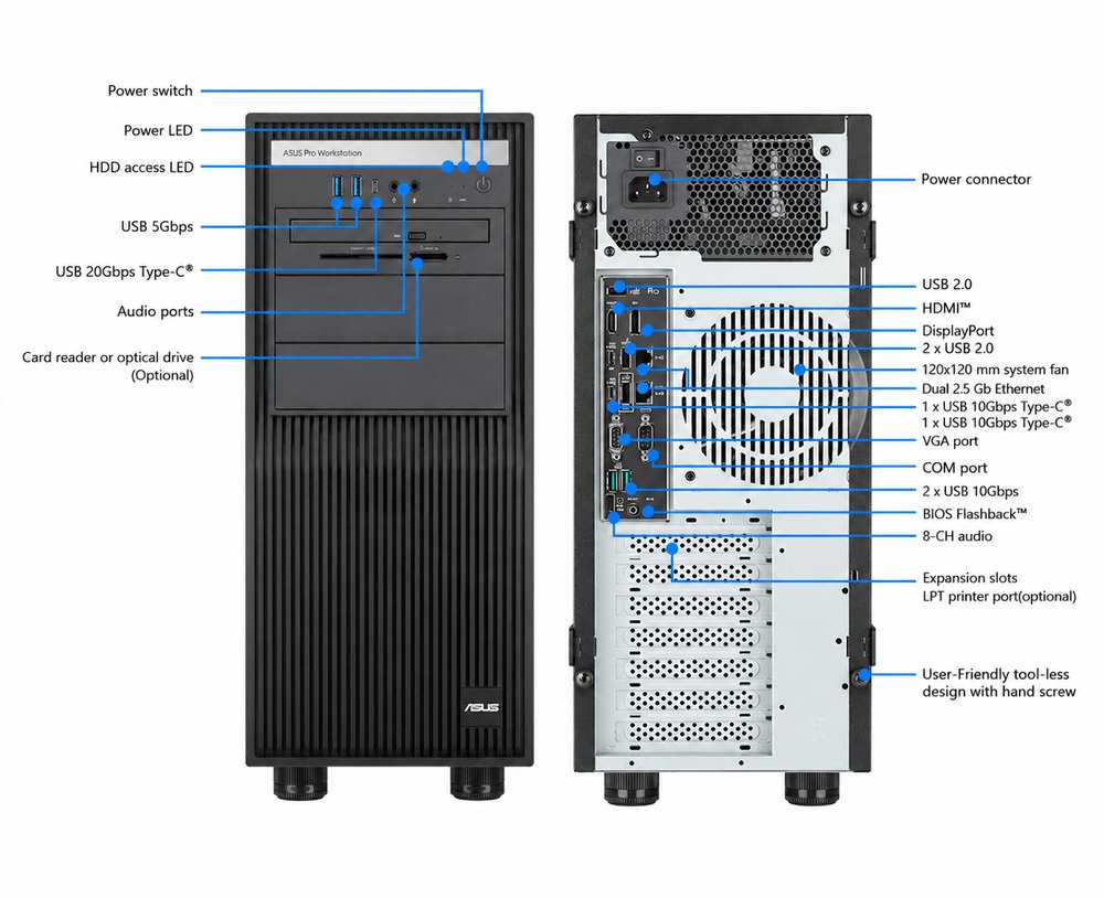 WS ASUS EC Pro ET500A B8, AM5, 4xDDR5, 2xPCIe, 4x2.5"/3.5", 2xM.2, 2x2.5Gb LAN, 750W, Tower 3U