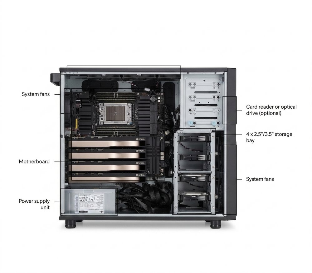 WS ASUS EC Pro ET900A X9, sTR5, 8xDDR5, 7xPCIe, 4x2.5"/3.5", 2xSlim SAS, 4xM.2, 1x10Gb LAN, 2000W Platinum, Tower 3U