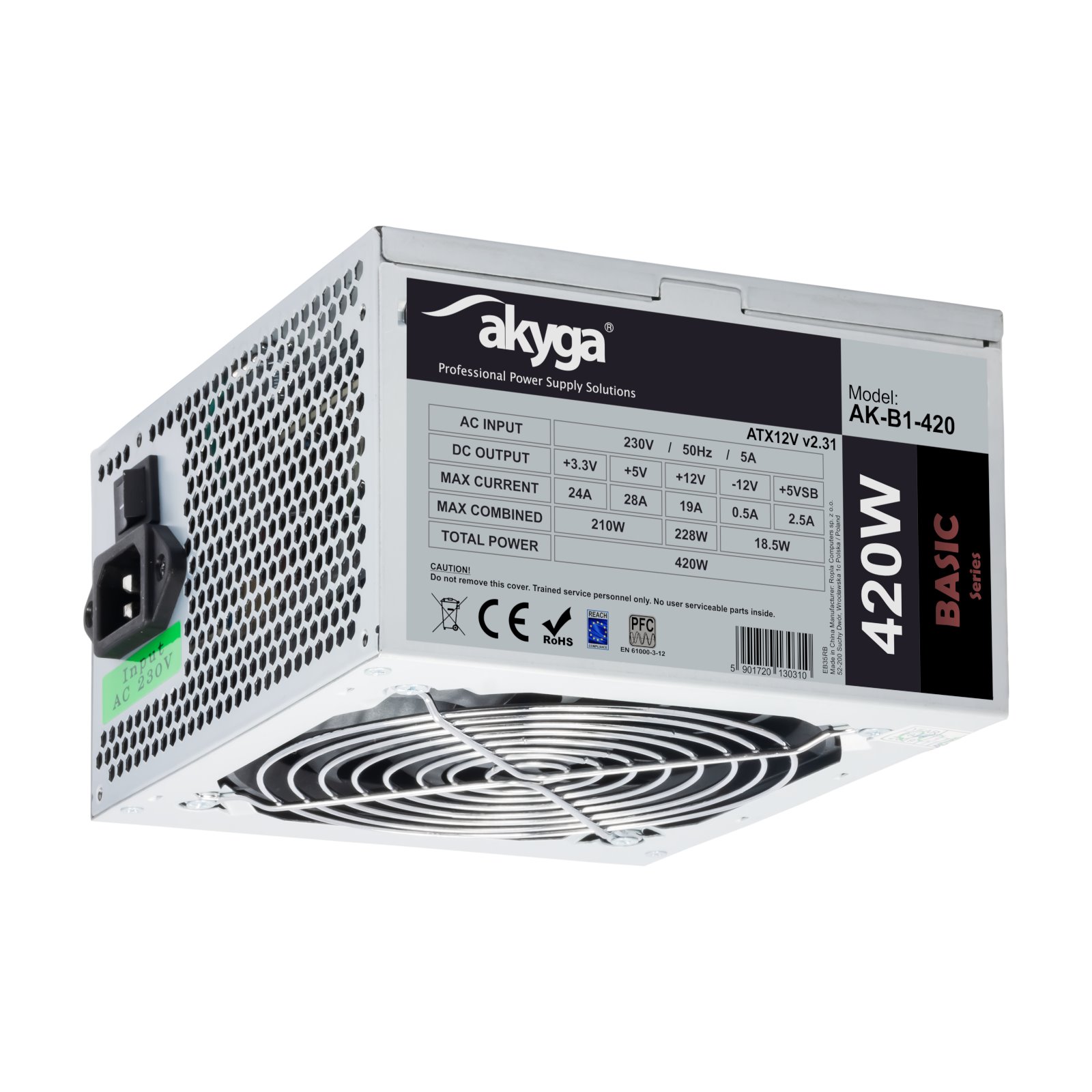 Akyga ATX Zdroj 420W Basic ventiláror 120mm P4 3xSATA