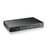 ZyXEL GS1915-24EP, 24-port GbE, 12 port PoE, 130 Watt 802.3at, rackmount, fanless, Smart hybrid mode Switch, stand